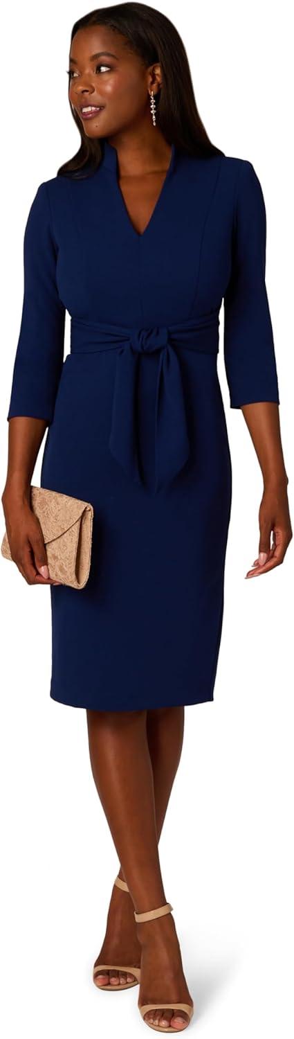 imageAdrianna Papell Womens Front Tie Short DressNavy Sateen