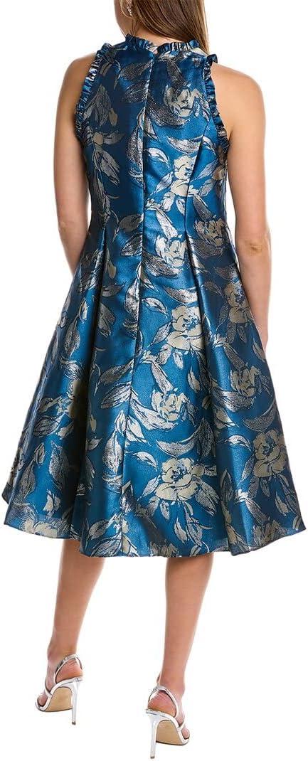 imageAdrianna Papell Womens Halter Jacquard DressDeep Blue Gold