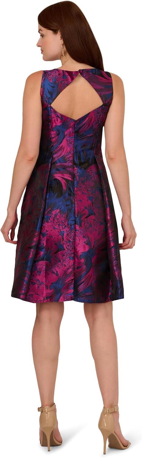 imageAdrianna Papell Womens Jacquard Envelope Short DressNavyOrchid