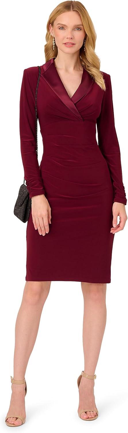 imageAdrianna Papell Womens Jersey Tuxedo DressRed Wine