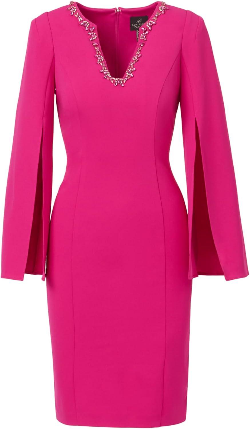 imageAdrianna Papell Womens Knit Crepe Jewel Short DressBerry Rose