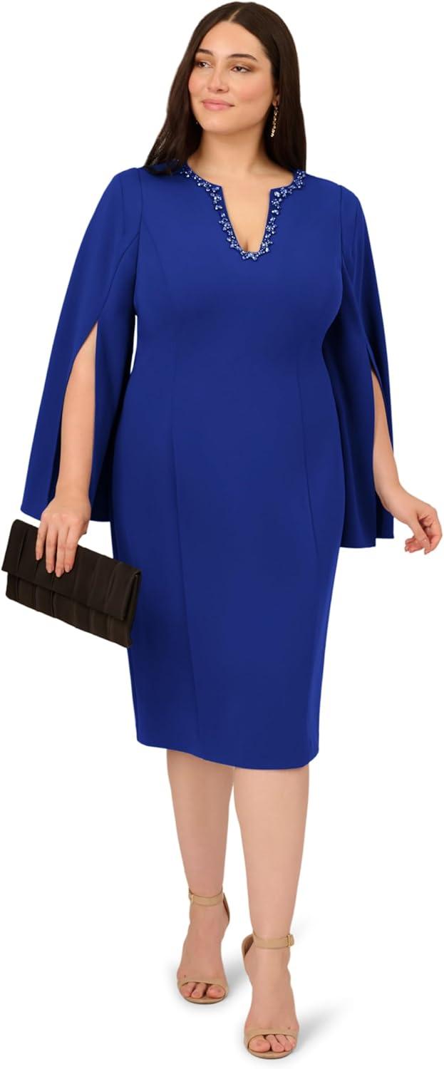 imageAdrianna Papell Womens Knit Crepe Jewel Short DressRoyal Sapphire
