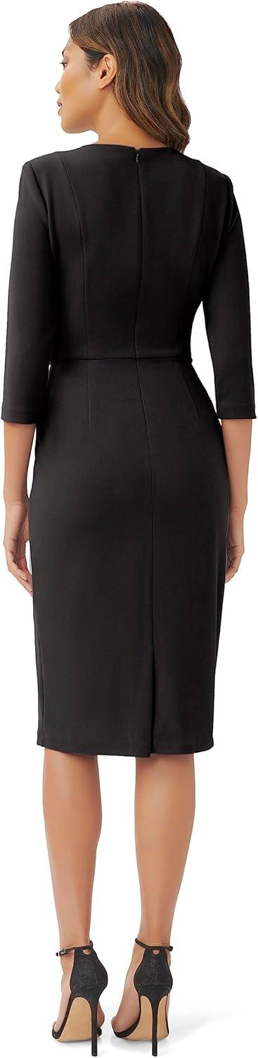 imageAdrianna Papell Womens Knit Crepe Tie Waist SheathDressBlack