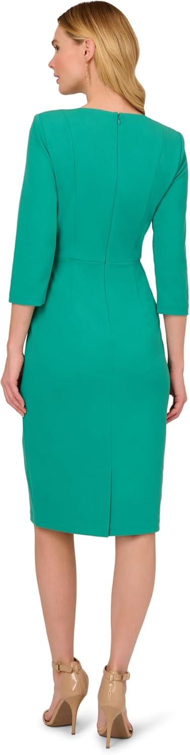 imageAdrianna Papell Womens Knit Crepe Tie Waist SheathDressBotanic Green