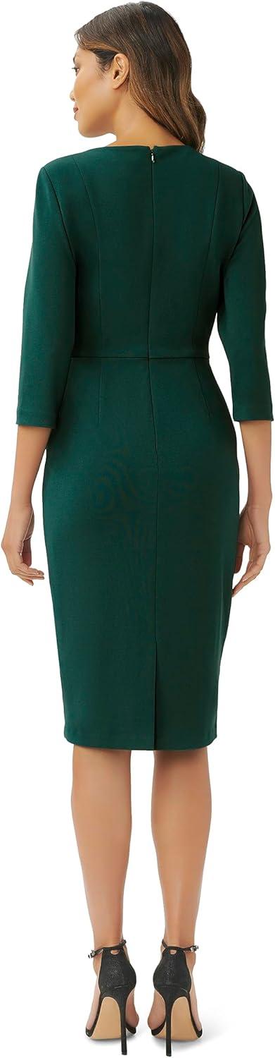 imageAdrianna Papell Womens Knit Crepe Tie Waist SheathDressHunter