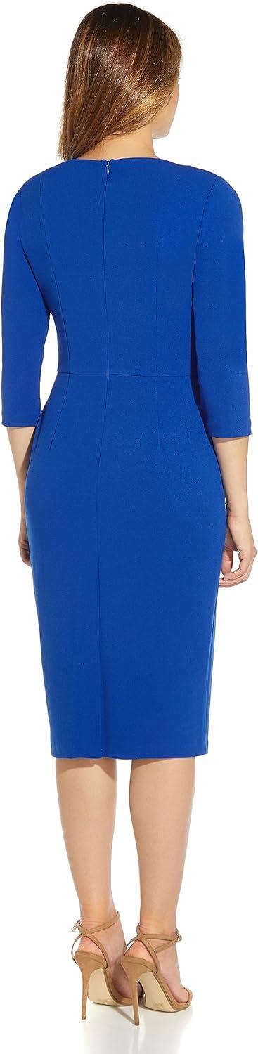 imageAdrianna Papell Womens Knit Crepe Tie Waist SheathDressViolet Cobalt