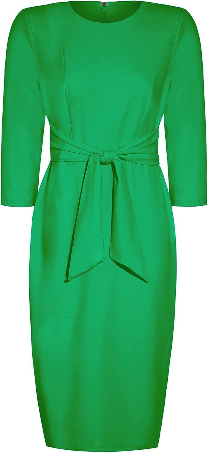 imageAdrianna Papell Womens Knit Crepe Tie Waist SheathDressVivid Green