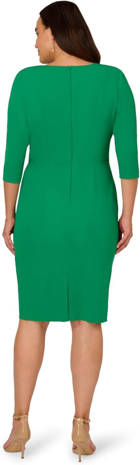 imageAdrianna Papell Womens Knit Crepe Tie Waist SheathDressVivid Green
