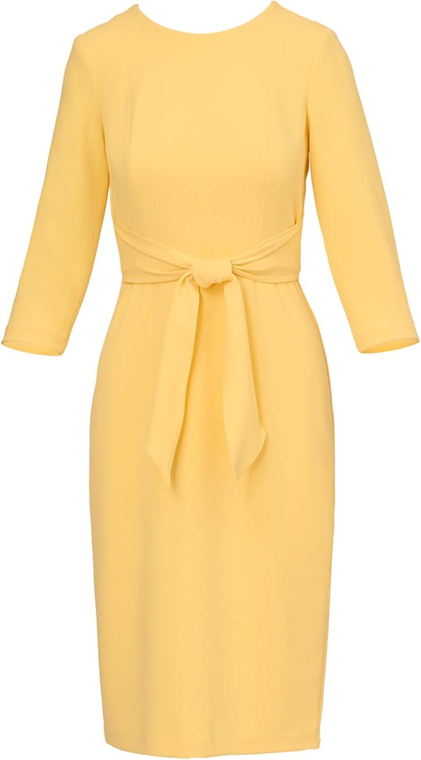 imageAdrianna Papell Womens Knit Crepe Tie Waist SheathDressWarm Sun