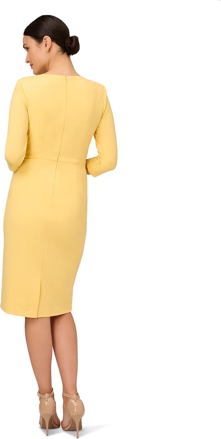 imageAdrianna Papell Womens Knit Crepe Tie Waist SheathDressWarm Sun