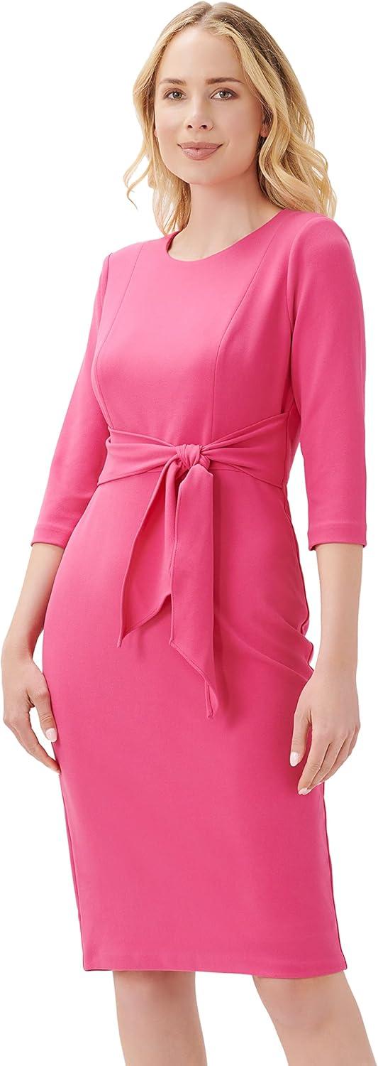 imageAdrianna Papell Womens Knit Crepe Tie Waist SheathDressWatermelon Bliss