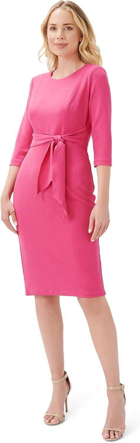 imageAdrianna Papell Womens Knit Crepe Tie Waist SheathDressWatermelon Bliss
