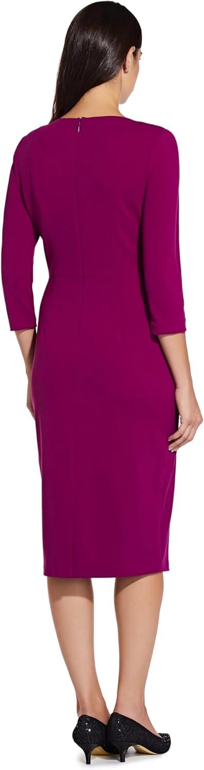 imageAdrianna Papell Womens Knit Crepe Tie Waist SheathDressWildberry