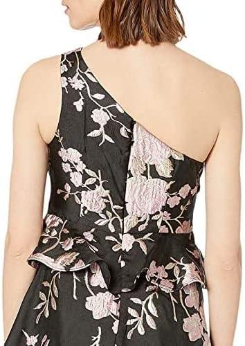 imageAdrianna Papell Womens One Shoulder Jacquard DressBlackPink Multi