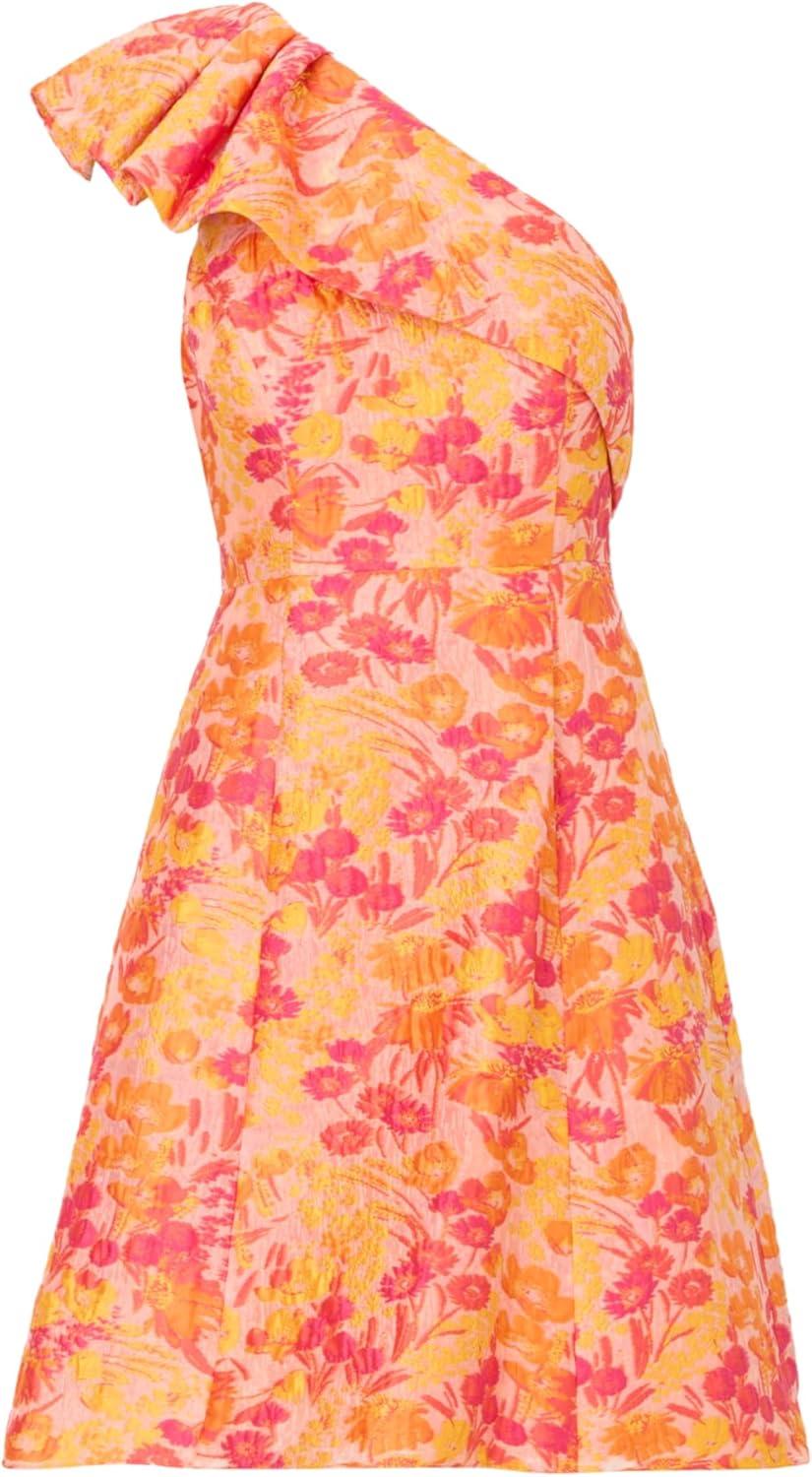 imageAdrianna Papell Womens One Shoulder Jacquard DressOrange Multi