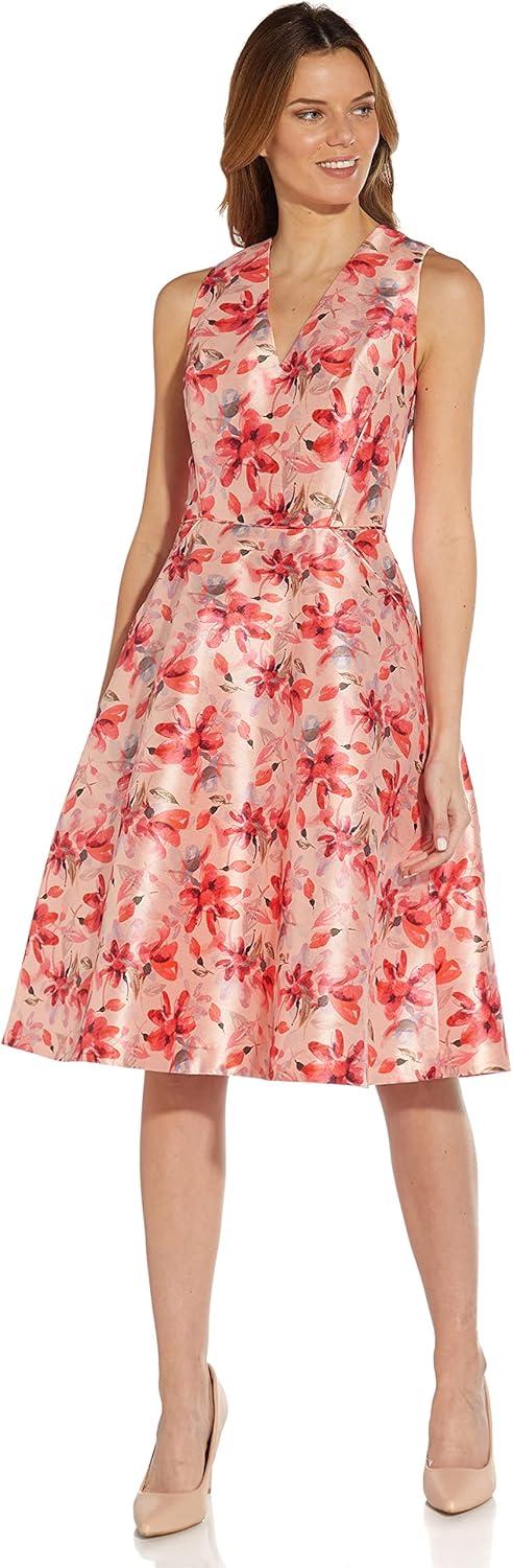 imageAdrianna Papell Womens Printed Faille Fit and FlareBlush Multi