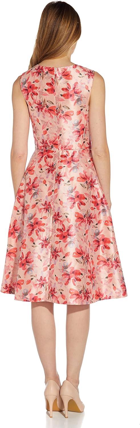 imageAdrianna Papell Womens Printed Faille Fit and FlareBlush Multi