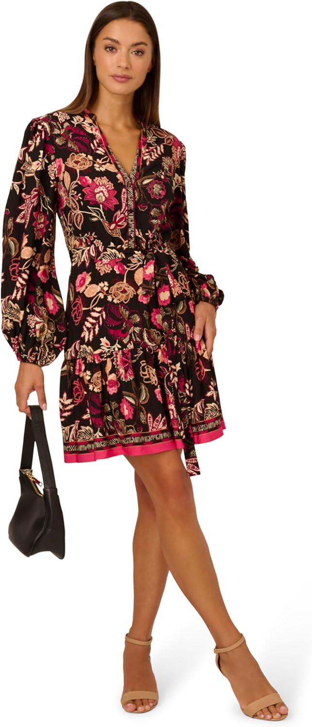 imageAdrianna Papell Womens Printed Short DressBlack Multi