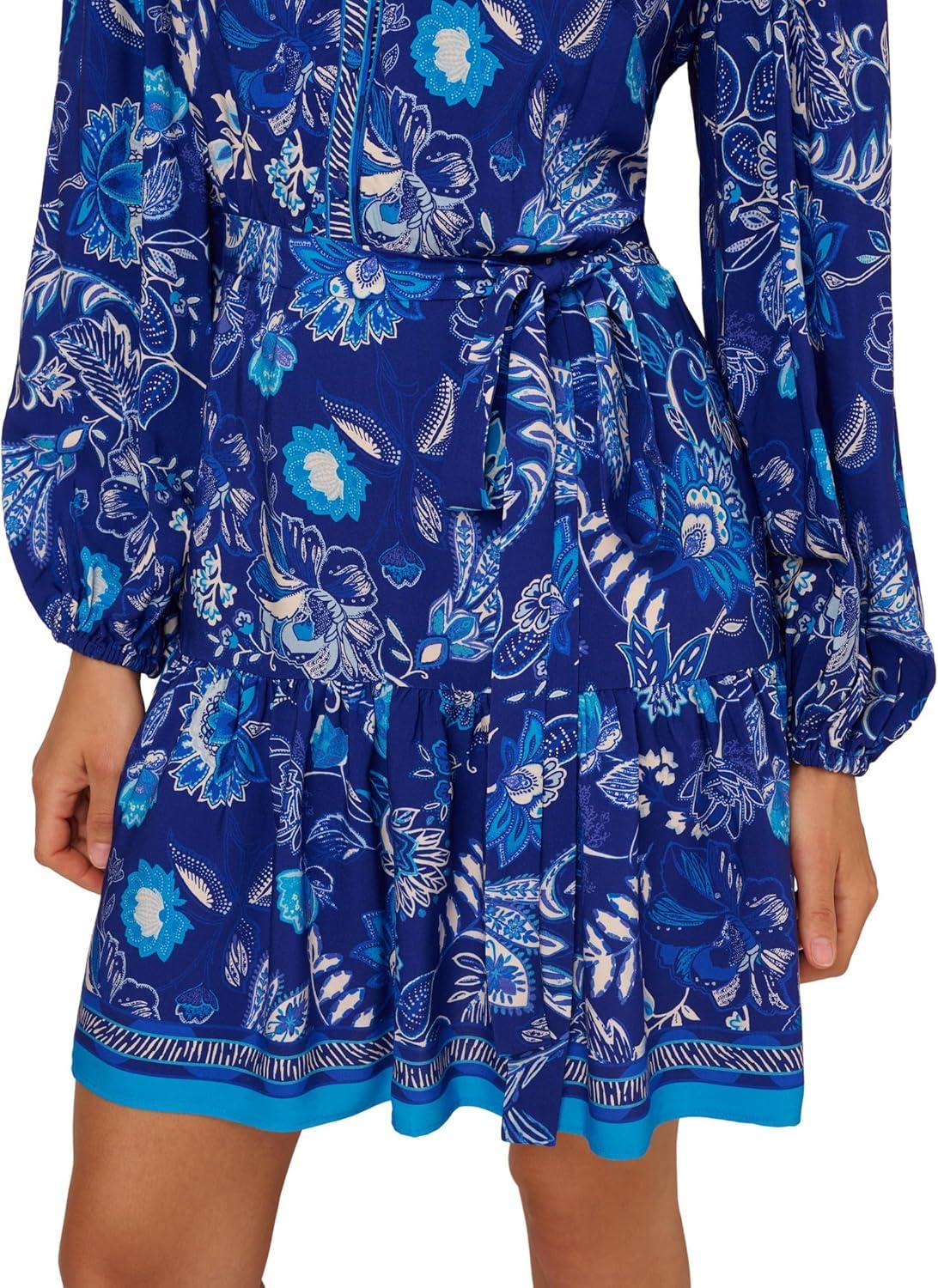 imageAdrianna Papell Womens Printed Short DressBlue Multi 1