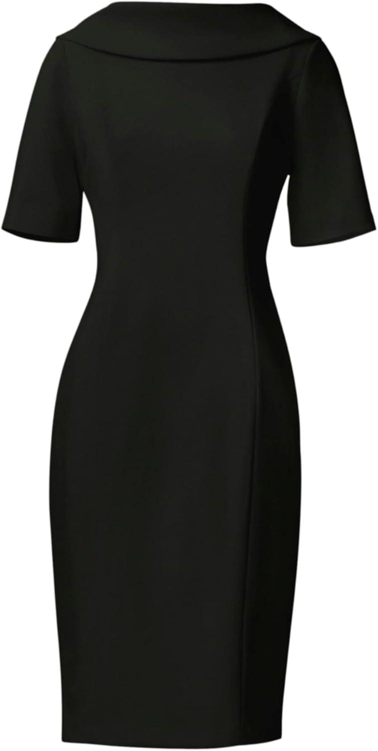 imageAdrianna Papell Womens Roll Neck Sheath with V BackBlack