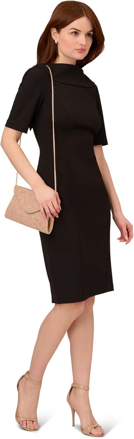 imageAdrianna Papell Womens Roll Neck Sheath with V BackBlack