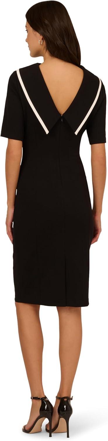 imageAdrianna Papell Womens Roll Neck Sheath with V BackBlackIvory