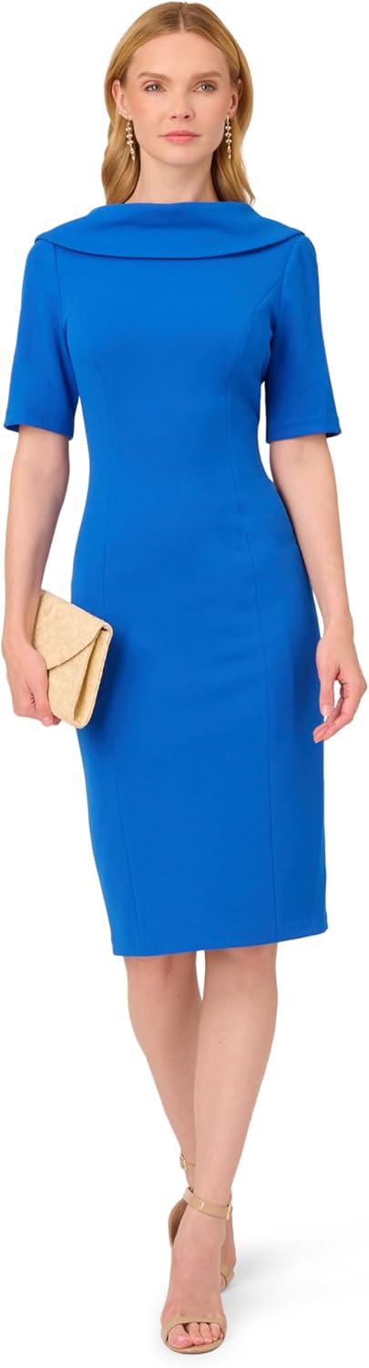 imageAdrianna Papell Womens Roll Neck Sheath with V BackDark Cobalt