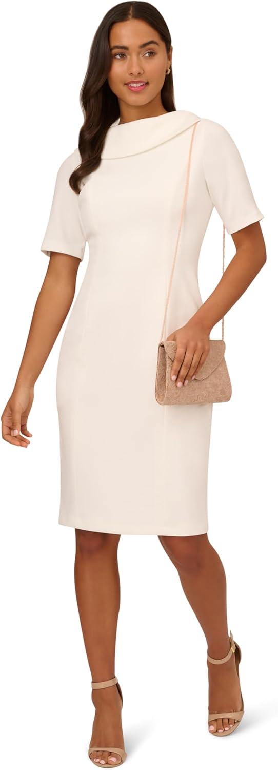 imageAdrianna Papell Womens Roll Neck Sheath with V BackIvory