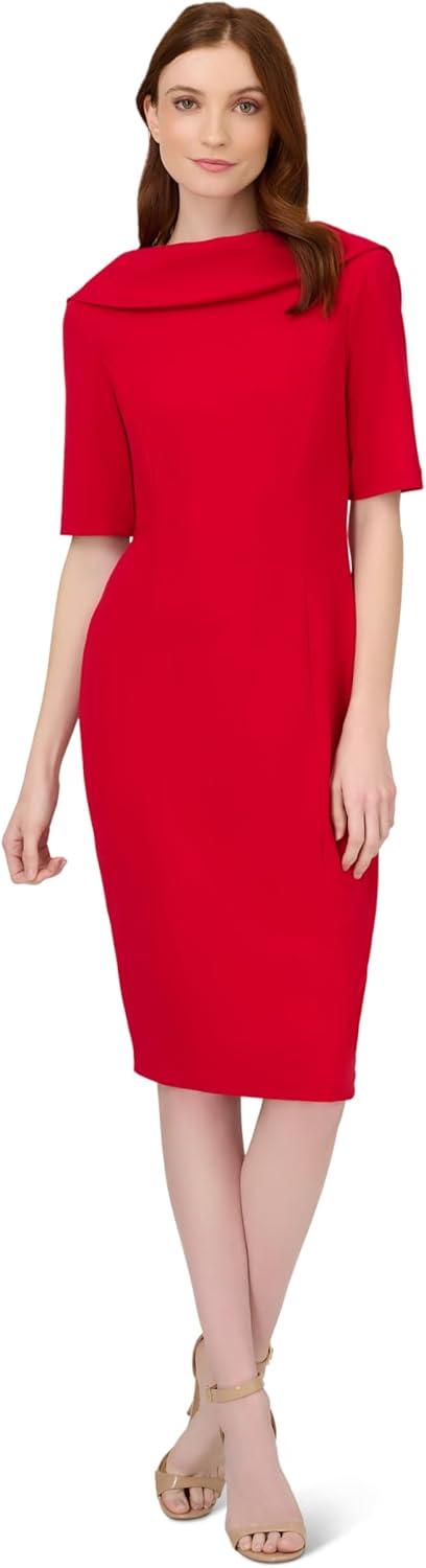 imageAdrianna Papell Womens Roll Neck Sheath with V BackRed