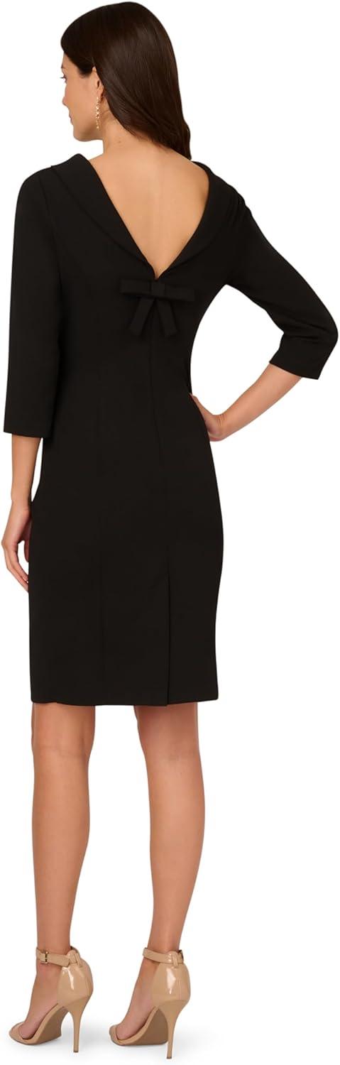 imageAdrianna Papell Womens Rolled Neck Crepe Midi DressBlack
