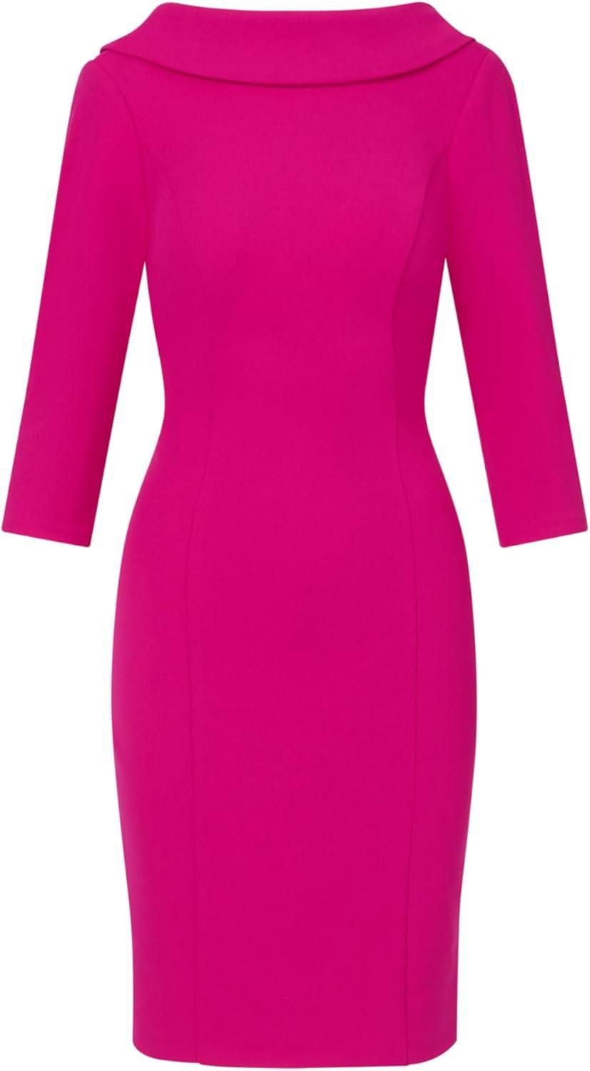 imageAdrianna Papell Womens Rolled Neck Crepe Midi DressPink Flambe