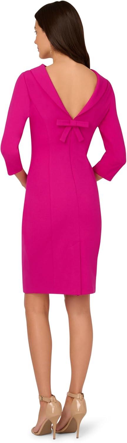 imageAdrianna Papell Womens Rolled Neck Crepe Midi DressPink Flambe