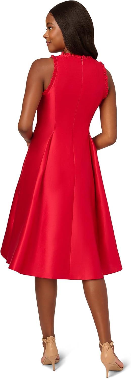 imageAdrianna Papell Womens Ruffle Halter Mikado DressRed