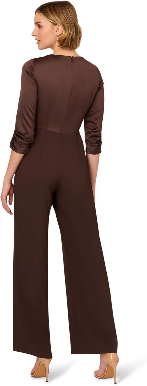 imageAdrianna Papell Womens Satin Crepe JumpsuitDark Brown