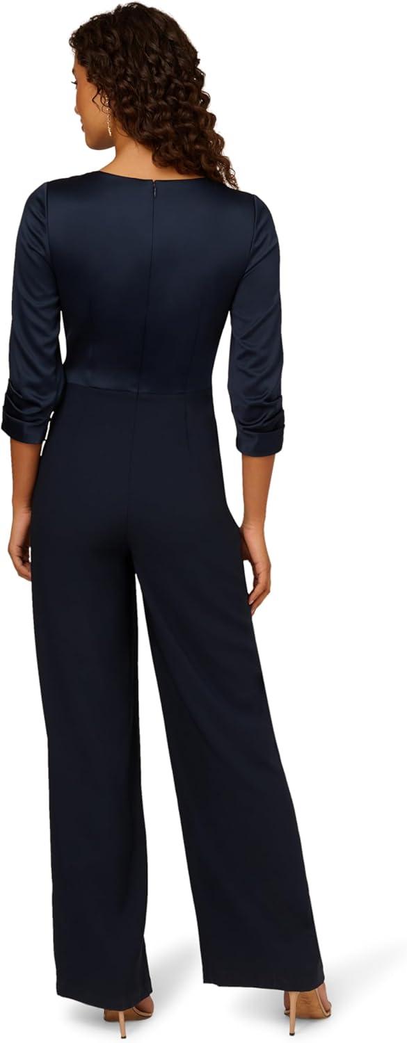 imageAdrianna Papell Womens Satin Crepe JumpsuitDark Navy