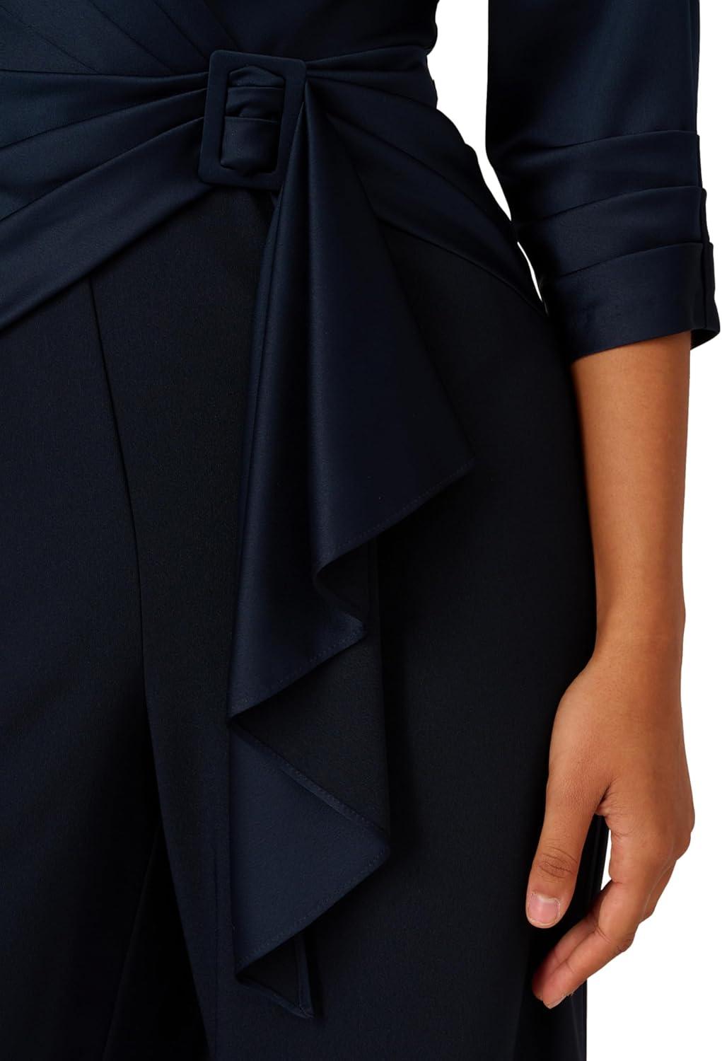 imageAdrianna Papell Womens Satin Crepe JumpsuitDark Navy