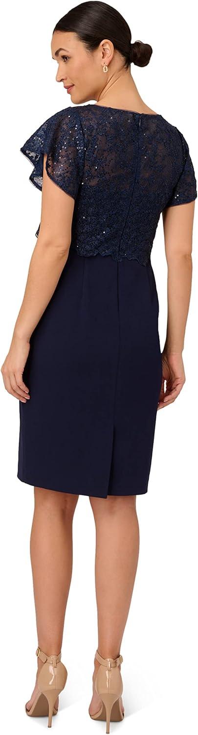 imageAdrianna Papell Womens Sequin Guipure Crepe DressNavy