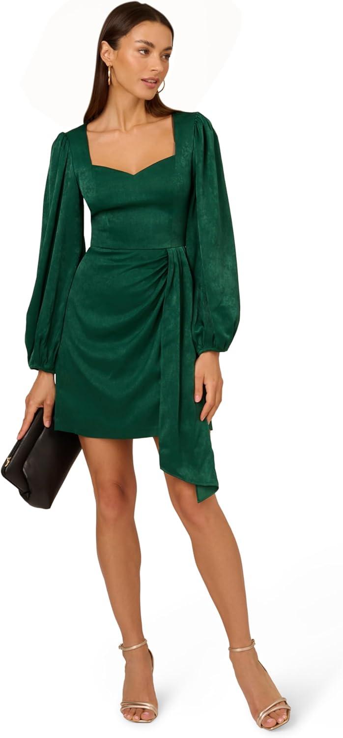 imageAdrianna Papell Womens Short Satin DressDark Ivy