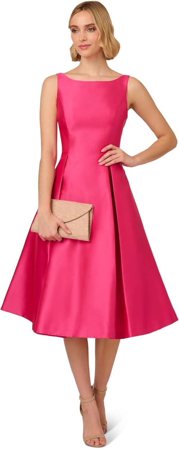 imageAdrianna Papell Womens Sleeveless MidLength Party Dress with VBackElectric Pink
