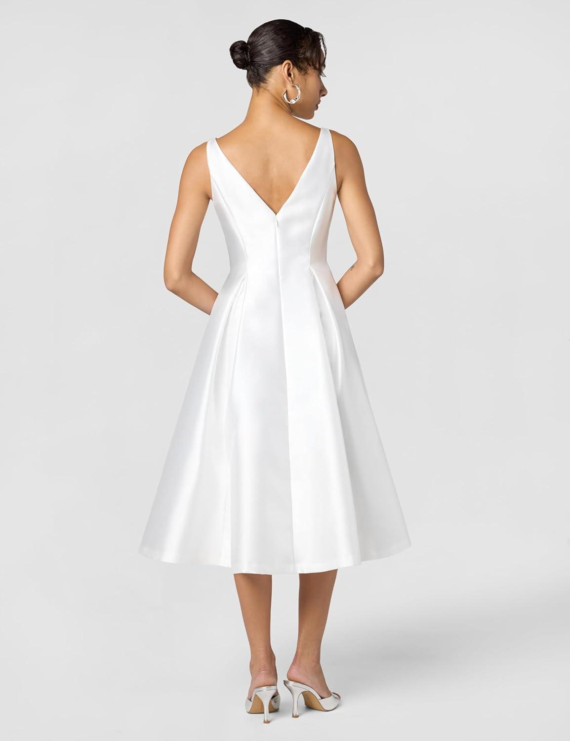 imageAdrianna Papell Womens Sleeveless MidLength Party Dress with VBackIvory