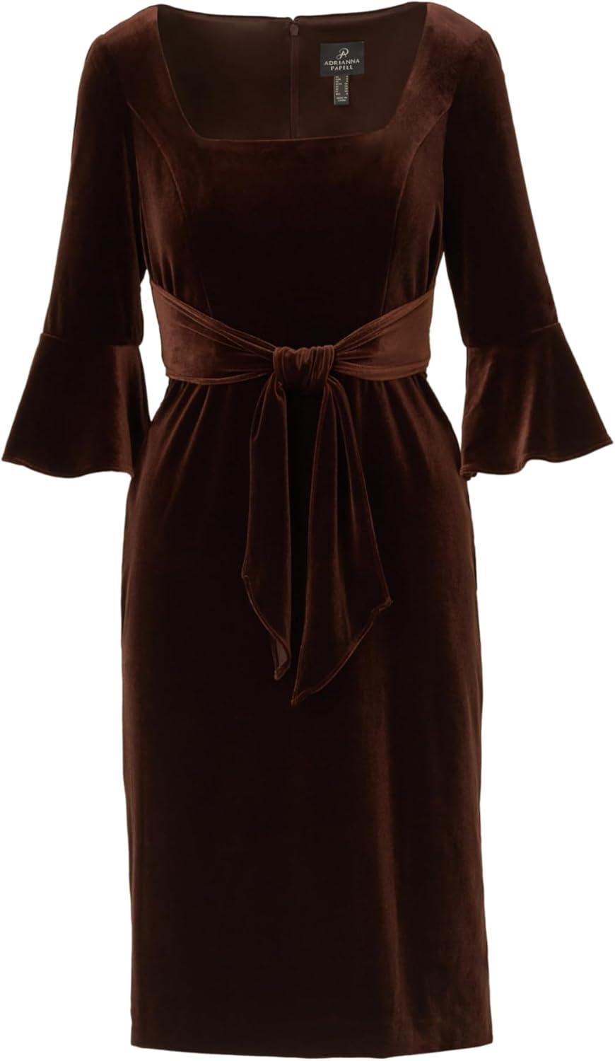 imageAdrianna Papell Womens Tie Front DressDark Brown
