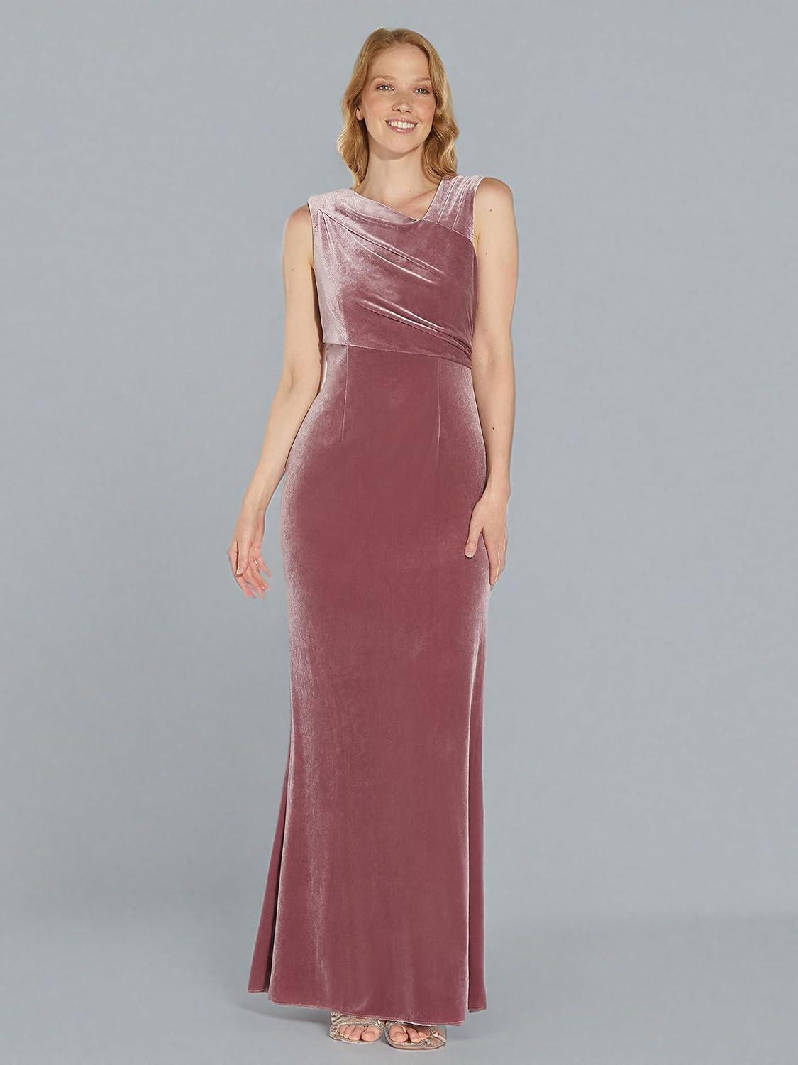 imageAdrianna Papell Womens Velvet Mermaid GownAntique Rose
