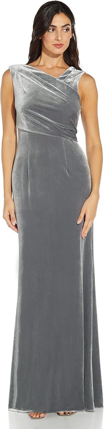 imageAdrianna Papell Womens Velvet Mermaid GownSilver