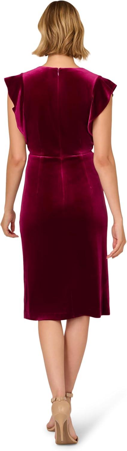 imageAdrianna Papell Womens Velvet Surplice Midi DressBeyond Fuchsia