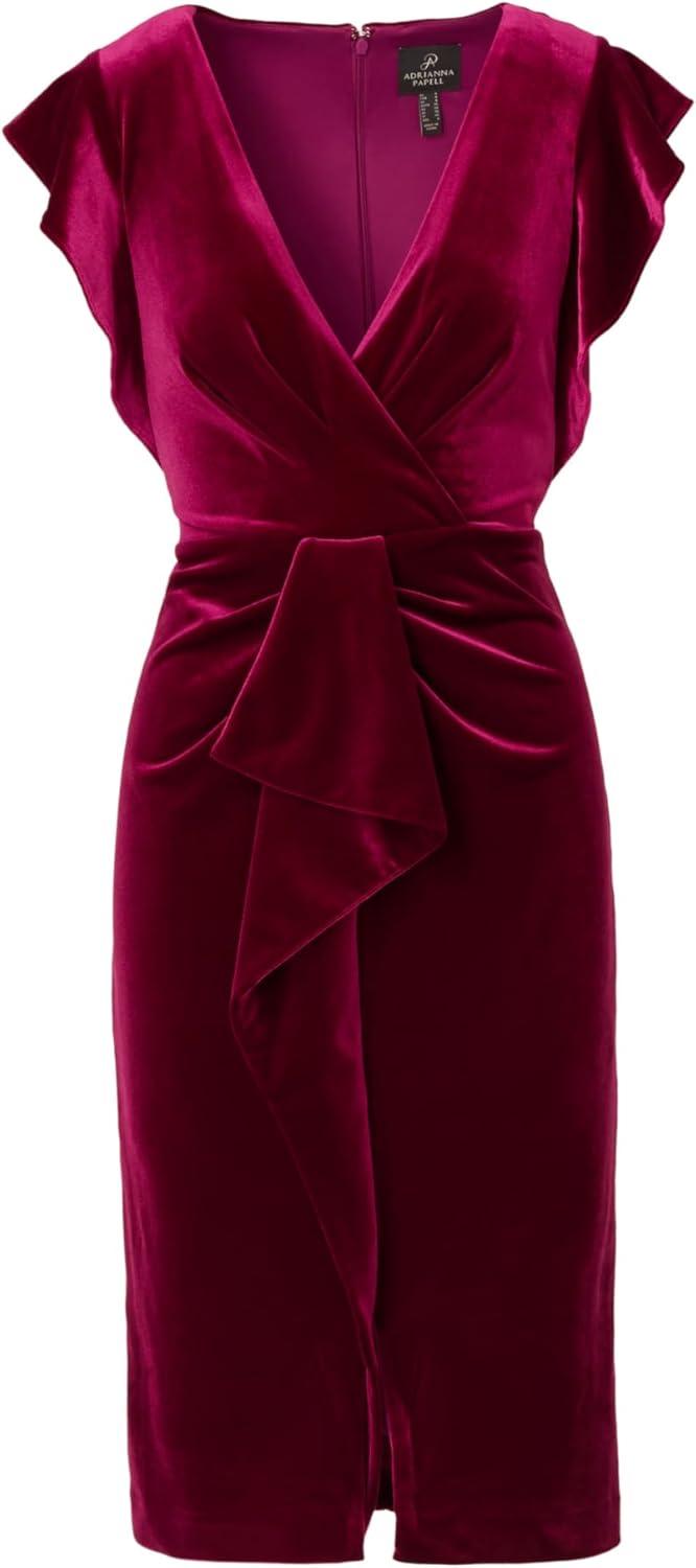 imageAdrianna Papell Womens Velvet Surplice Midi DressBeyond Fuchsia