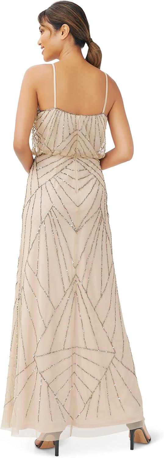 imageAdrianna Papell womens Beaded Tank Blouson GownNude