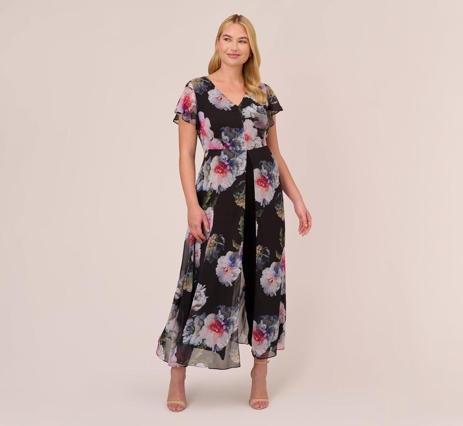 imagePlus Size Floral Printed Jumpsuit In Black MultiBlack Multi