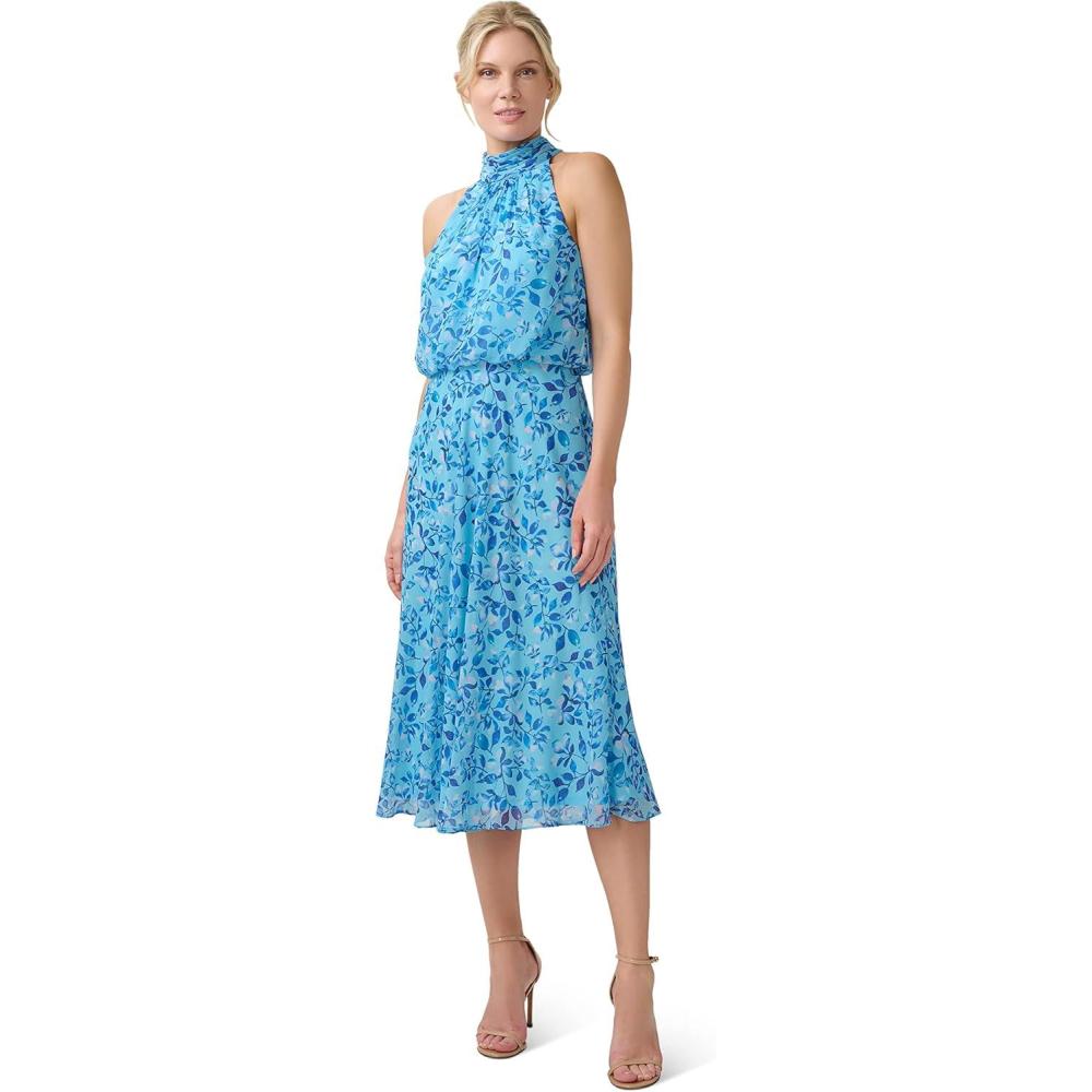 imageAdrianna Papell Womens Chiffon Printed Bias DressBlue Multi
