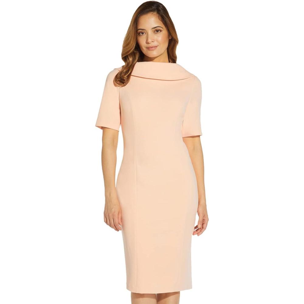 imageAdrianna Papell Womens Roll Neck Sheath with V BackBlush