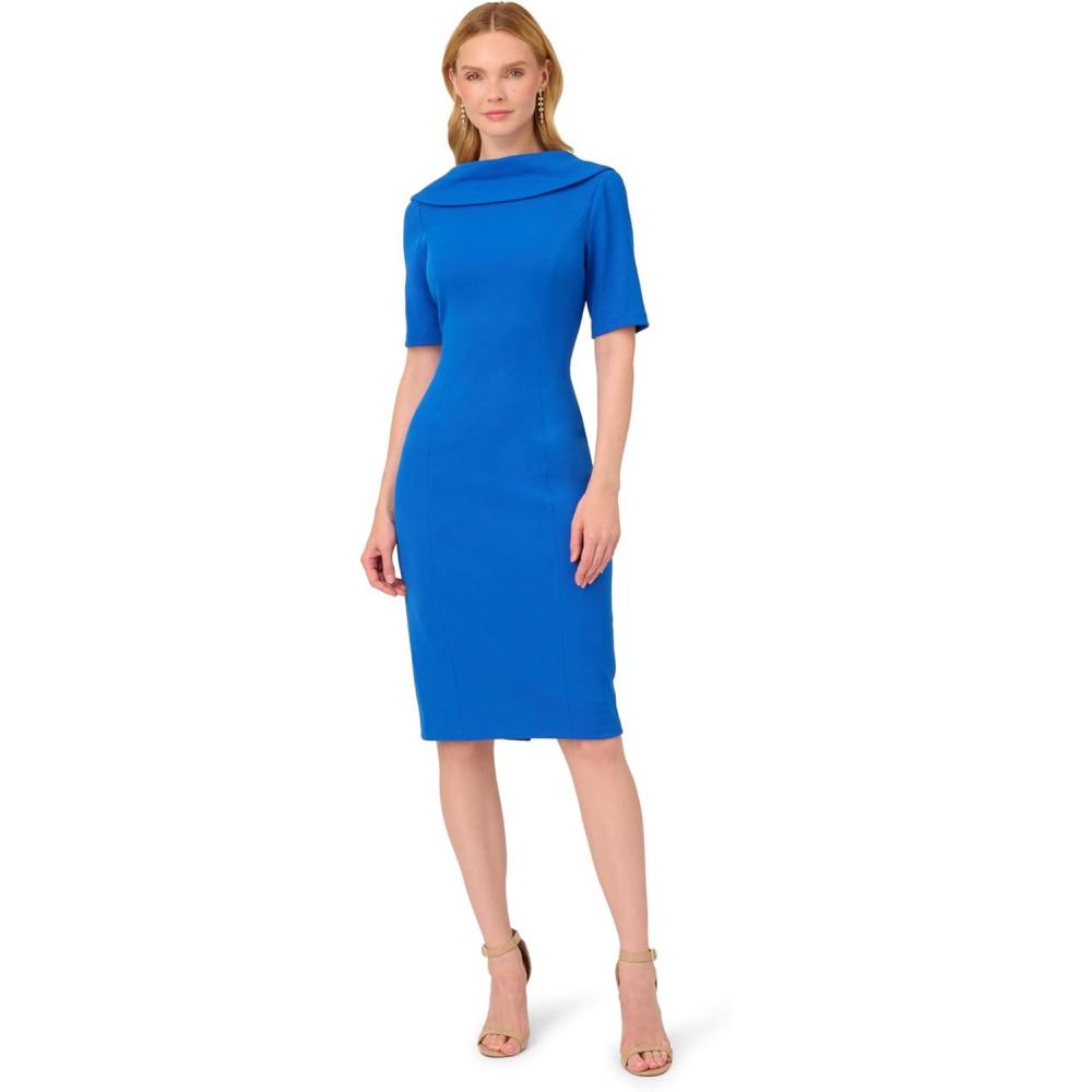 imageAdrianna Papell Womens Roll Neck Sheath with V BackDark Cobalt
